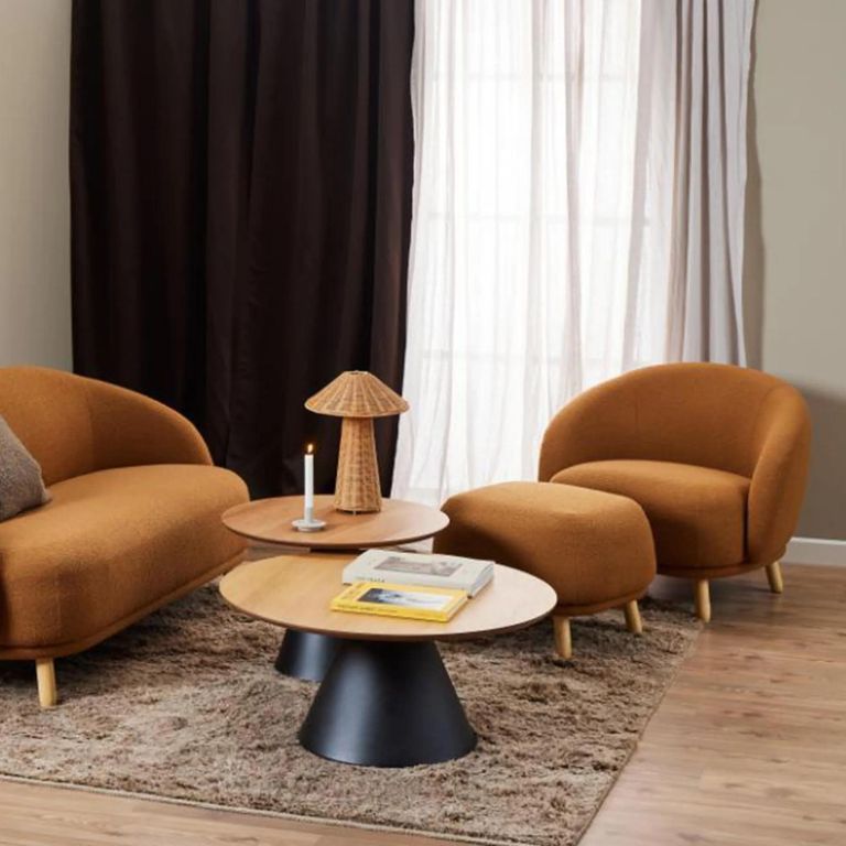 Soli Coffee Table - Round - Oak and Black Metal - Large