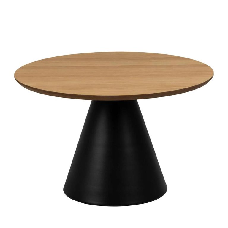 Soli Coffee Table - Round - Oak and Black Metal - Small