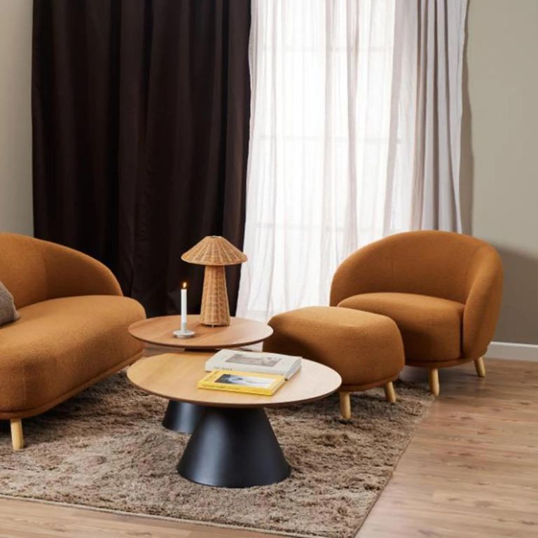 Soli Coffee Table - Round - Oak and Black Metal - Small