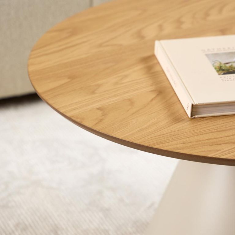 Soli Coffee Table - Round - Oak and Grey Metal - Large