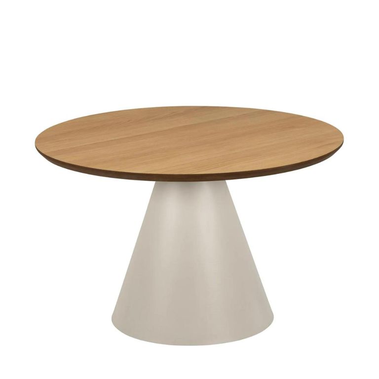 Soli Coffee Table - Round - Oak and Grey Metal - Small