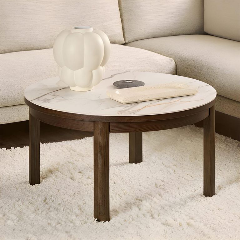 Southampton Coffee Table - Round - Ceramic Top - Dark Oak