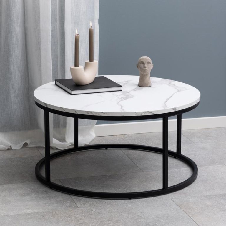 Spiro Coffee Table - Round - White Marble Effect