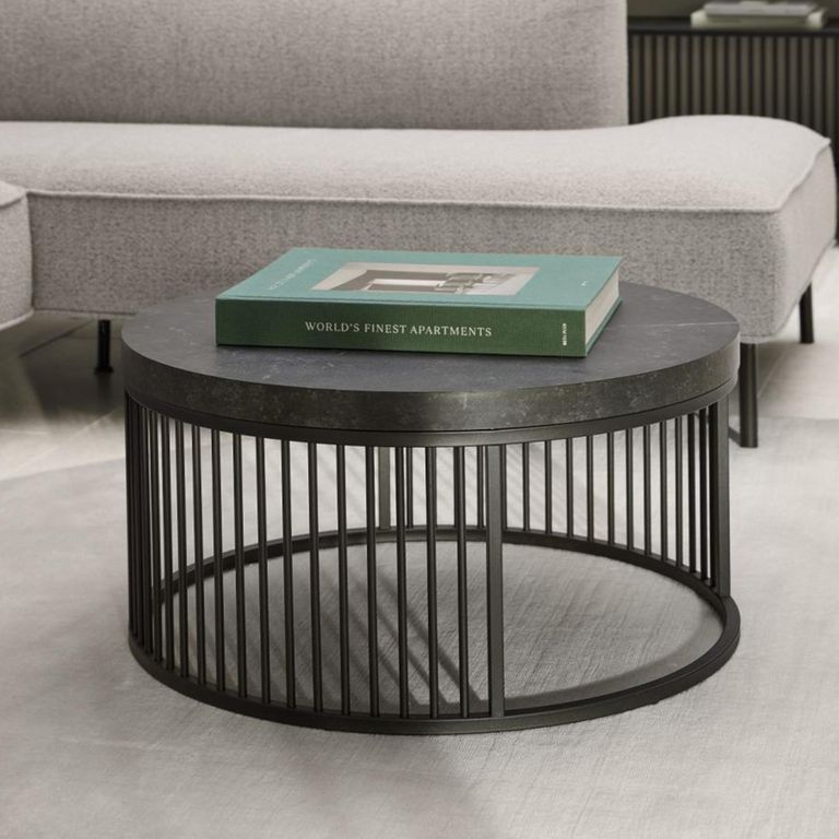 Strington Coffee Table - Round - Black Marble Effect