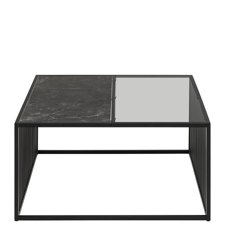 Strington Coffee Table - Square - Black Marble and Glass