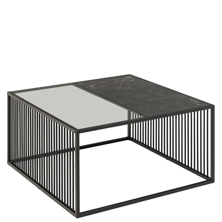 Strington Coffee Table - Square - Black Marble and Glass