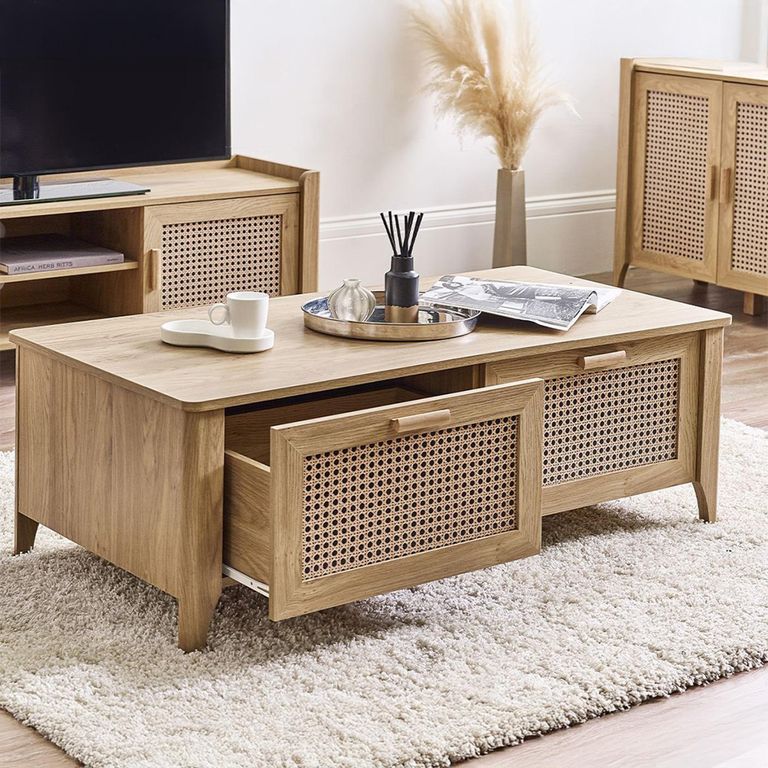 Sydney Coffee Table - 2 Drawer - Faux Rattan