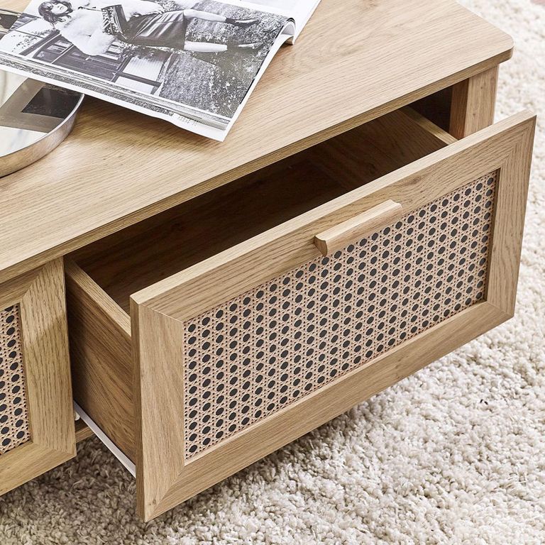 Sydney Coffee Table - 2 Drawer - Faux Rattan