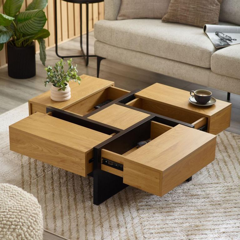 Tahoe Coffee Table - 4 Drawer - Square - Light Oak