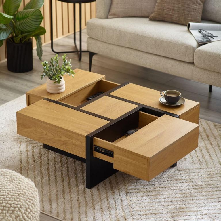 Tahoe Coffee Table - 4 Drawer - Square - Light Oak