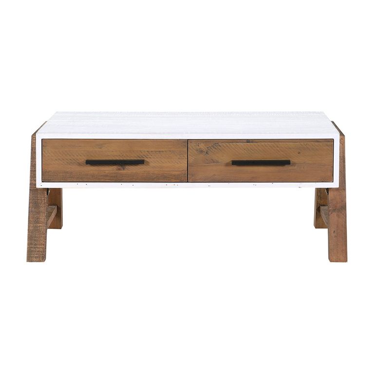 Trinity Reclaimed Wood & White Coffee Table - 2 Drawer