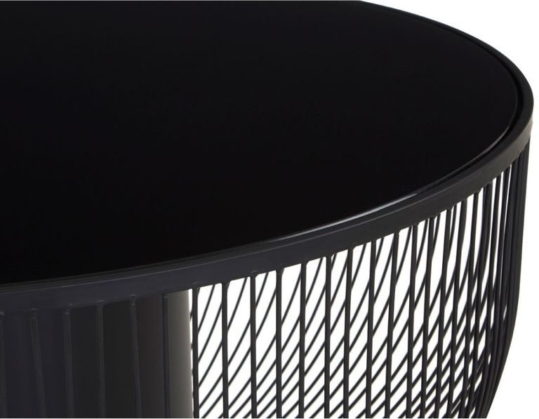 Trento Coffee Table - Round - Black Glass with Wired Design