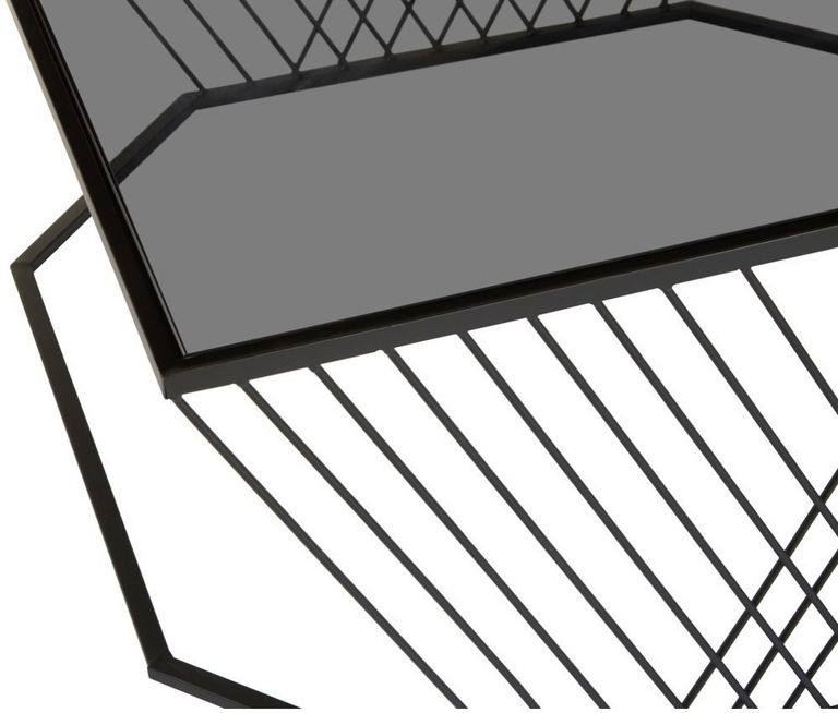 Trento Coffee Table - Glass with Black Metal Base