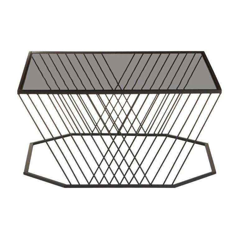 Trento Coffee Table - Glass with Black Metal Base