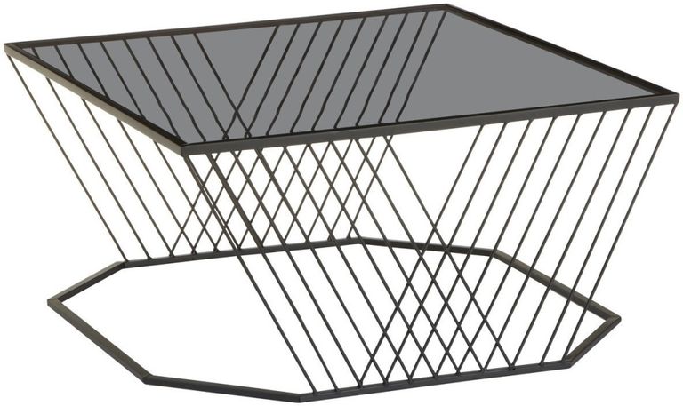 Trento Coffee Table - Glass with Black Metal Base
