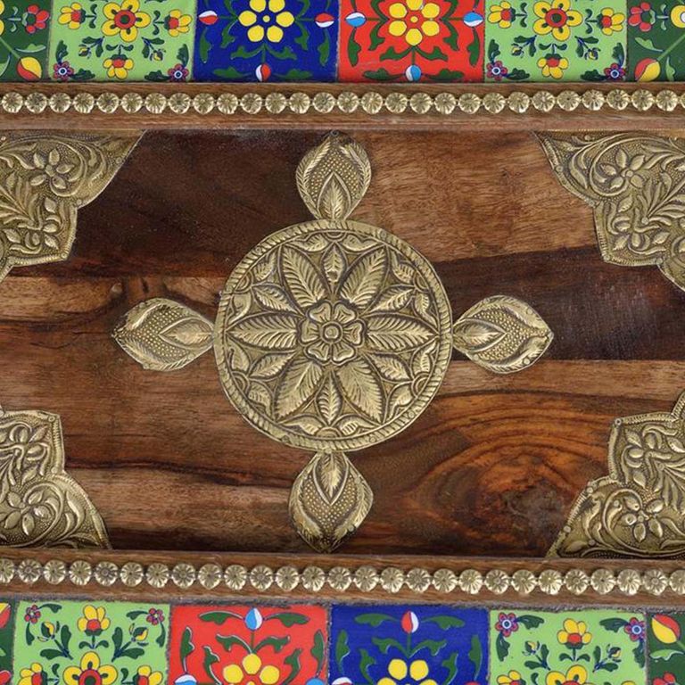 Trona Coffee Table - Acacia Wood - Brass Cladded