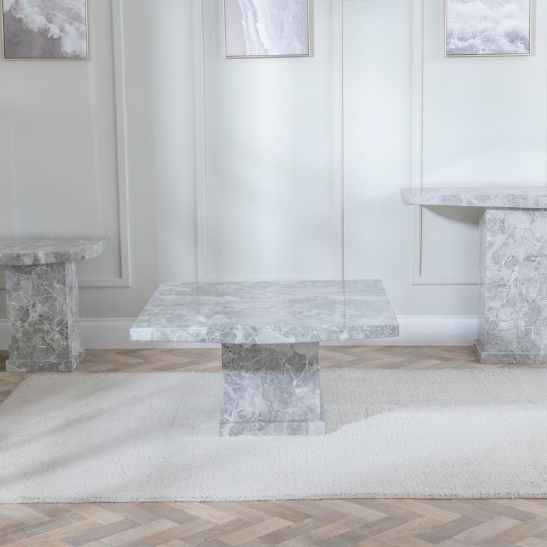 Turin Grey Marble Square Coffee Table