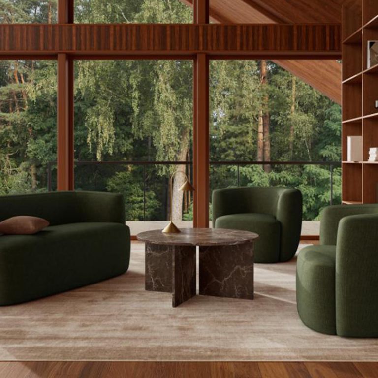 Vega Coffee Table - Round - Brown Marron Marble