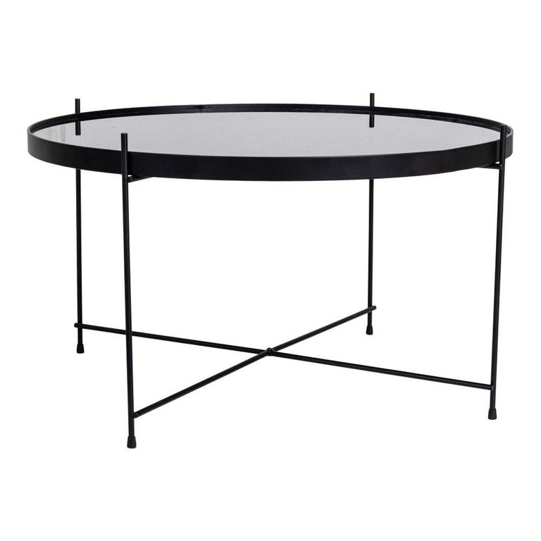 Venezia Coffee Table - Round - Large - Black - Glass and Metal