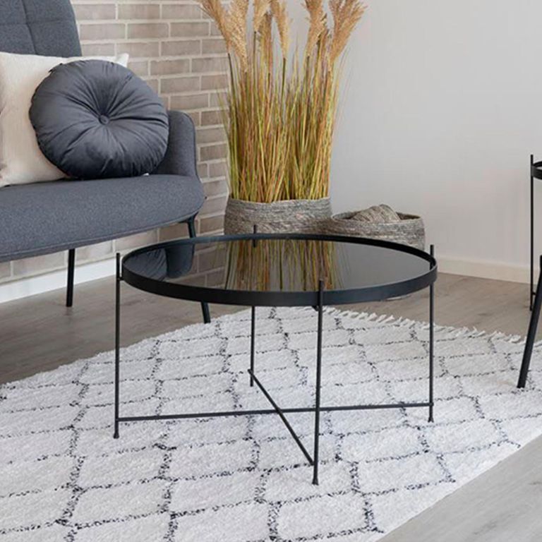 Venezia Coffee Table - Round - Large - Black - Glass and Metal