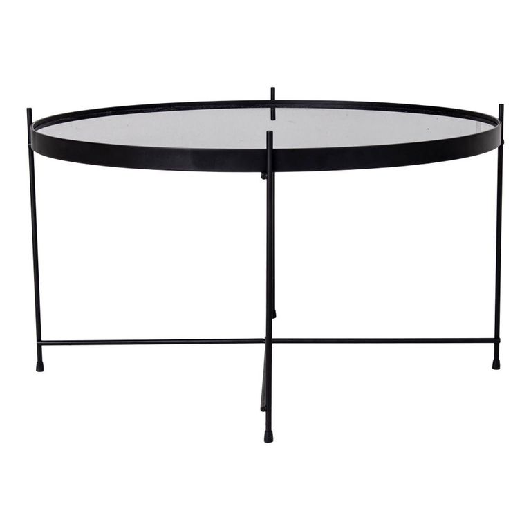 Venezia Coffee Table - Round - Large - Black - Glass and Metal