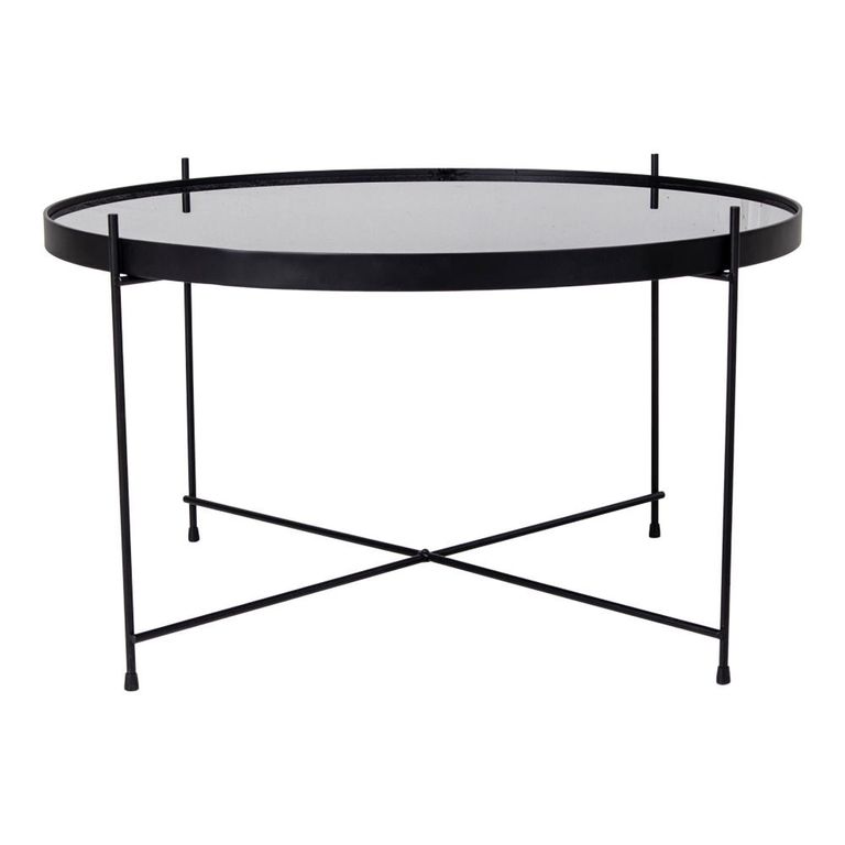 Venezia Coffee Table - Round - Large - Black - Glass and Metal