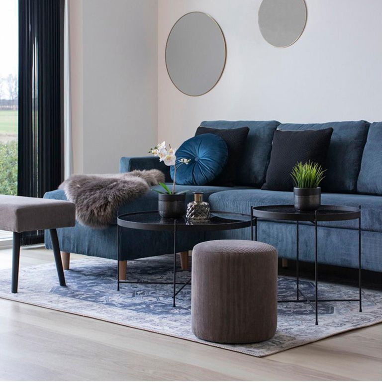 Venezia Coffee Table - Round - Large - Black - Glass and Metal