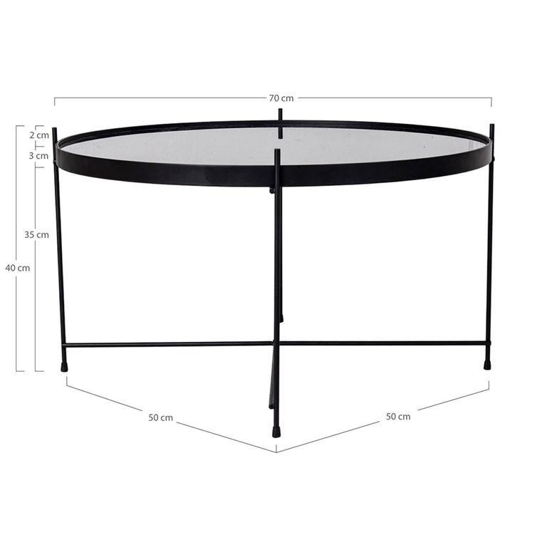 Venezia Coffee Table - Round - Large - Black - Glass and Metal