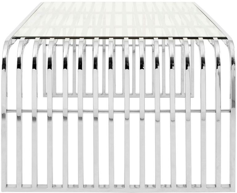 Vogue Coffee Table - Glass and Chrome - Slatted Curved
