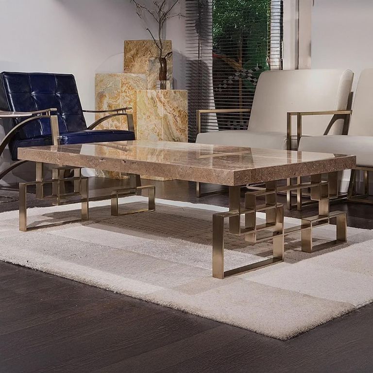 Windows Occasional Table - Marble with Brass Base - Variation Available