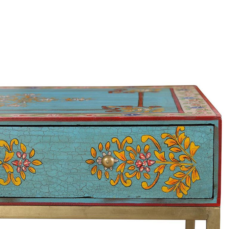 Yambagomi Coffee Table - Blue Painted Mango Wood - 1 Drawer