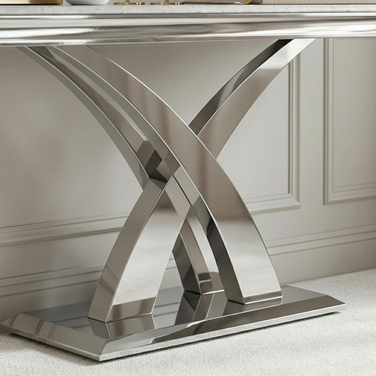 Lisbon Grey Marble and Chrome Console Table