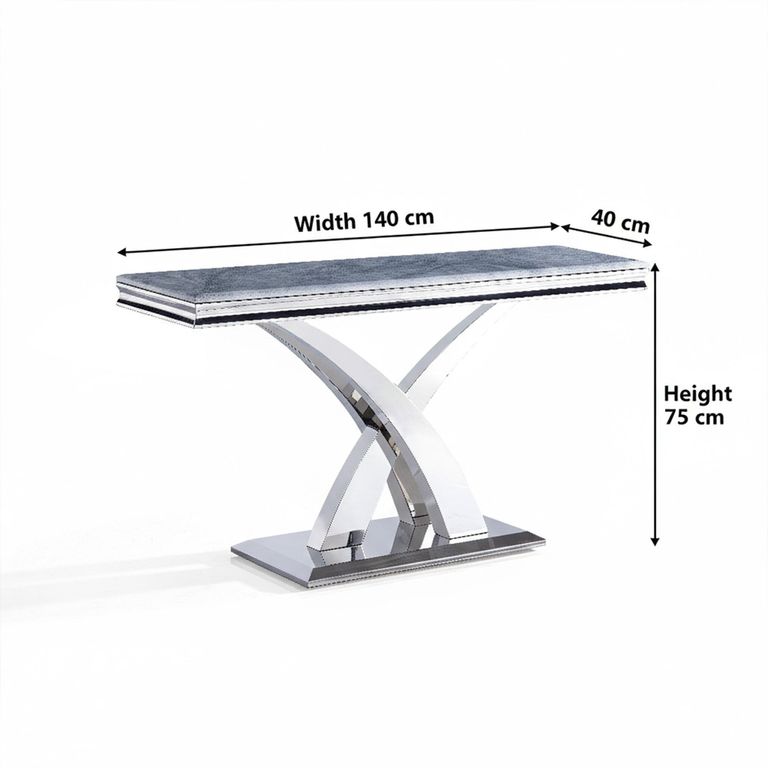 Lisbon Grey Marble and Chrome Console Table