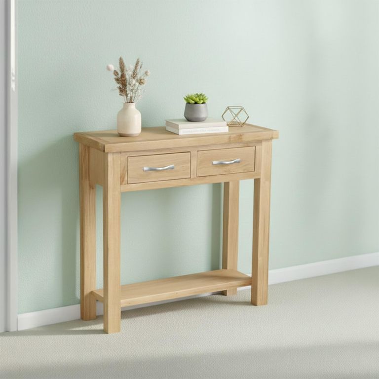New Trinity Console Table - 2 Drawer - Natural Oak