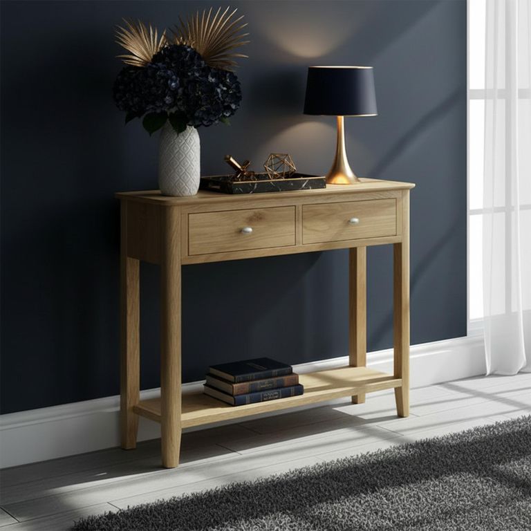 Bath Console Table - 2 Drawer - Oak