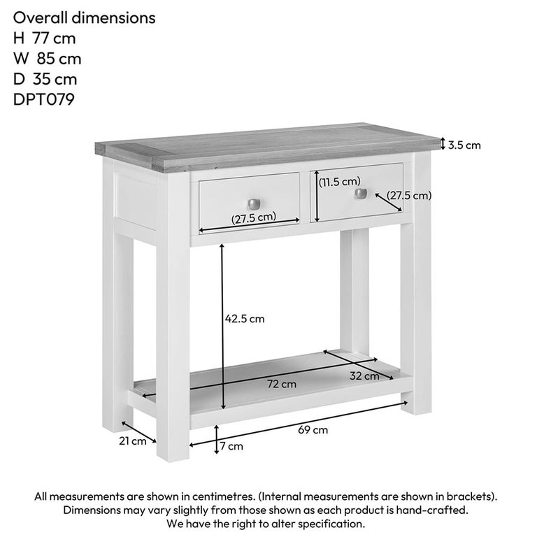 Lundy Console Table - 2 Drawer - Ivory Painted