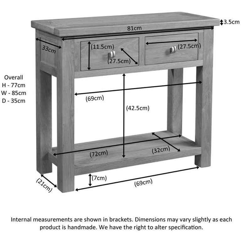 Original Console Table - 2 Drawer - Rustic Oak