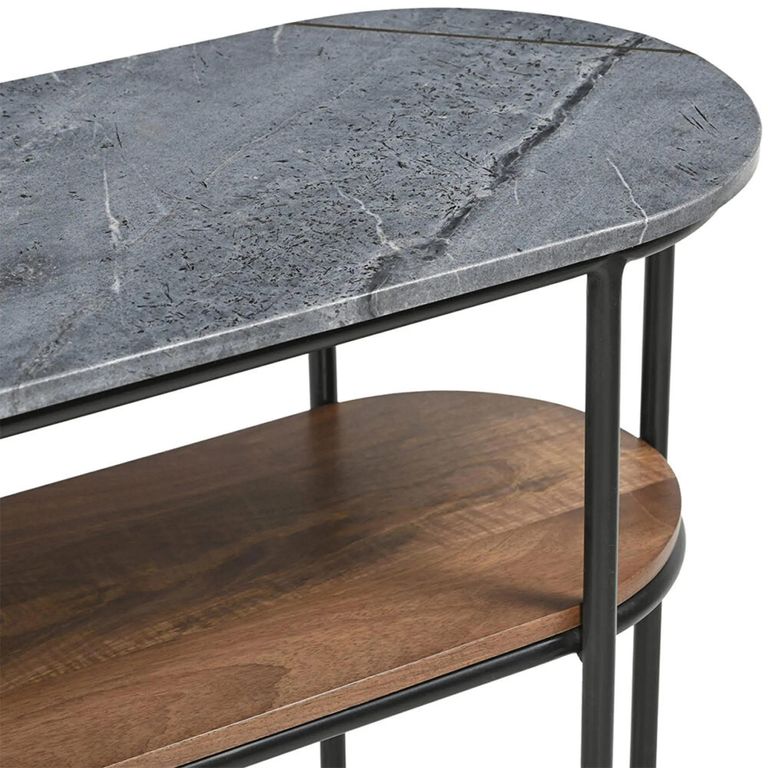 Buxton Console Table - Oval - Grey Marble