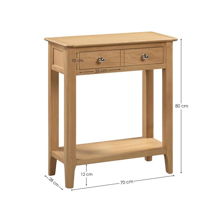 Cotswold Console Table - 2 Drawer - Oak