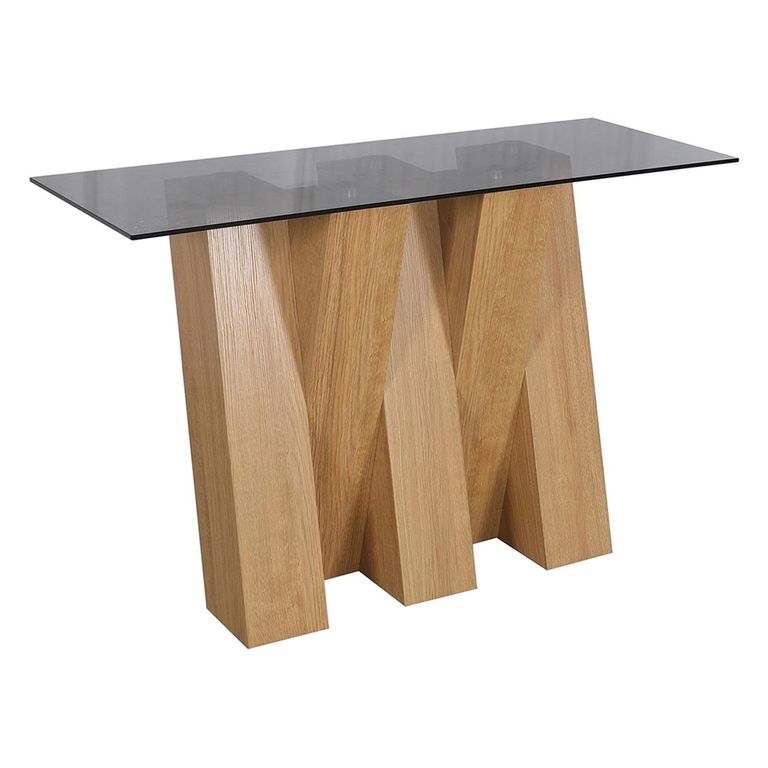 Newton Console Table - Smoked Glass and Oak