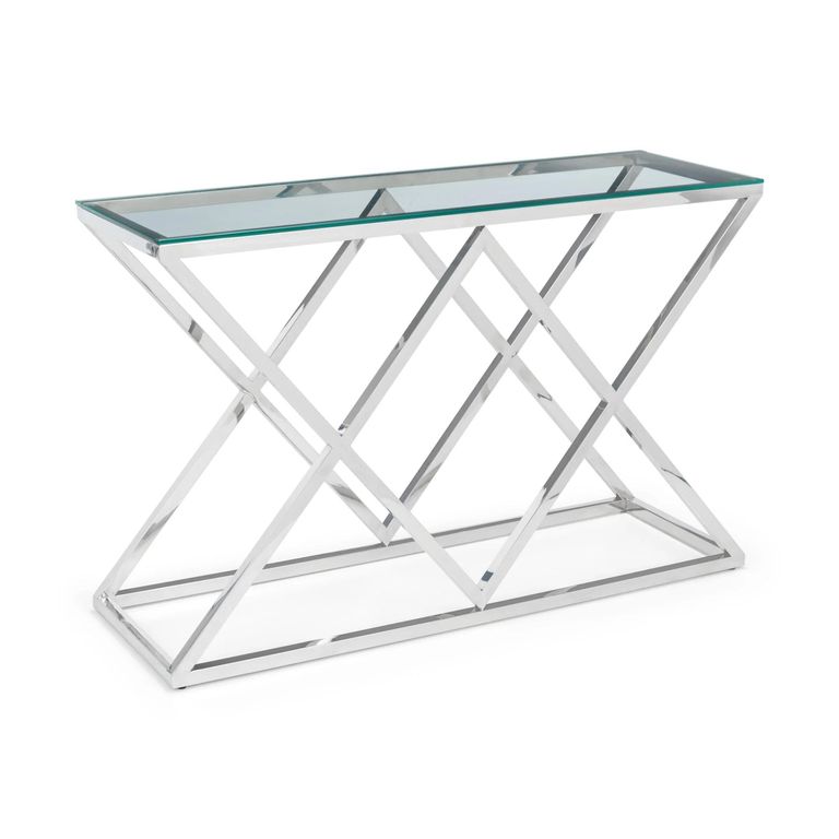 Biarritz Glass and Chrome Console Table - 120cm