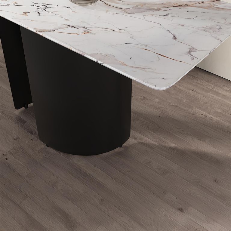 Lorea White Marble Console Table with Black Base
