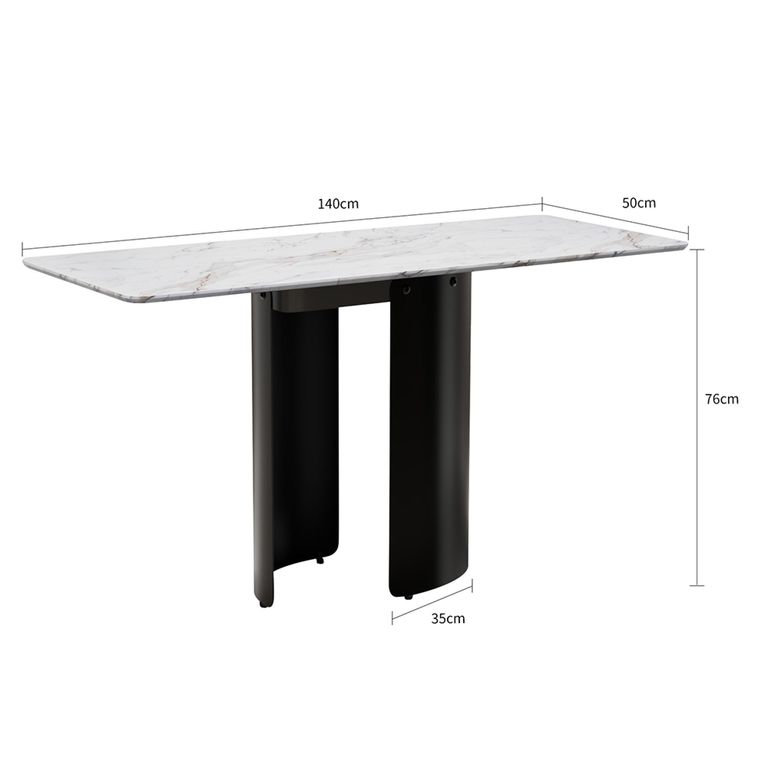Lorea White Marble Console Table with Black Base
