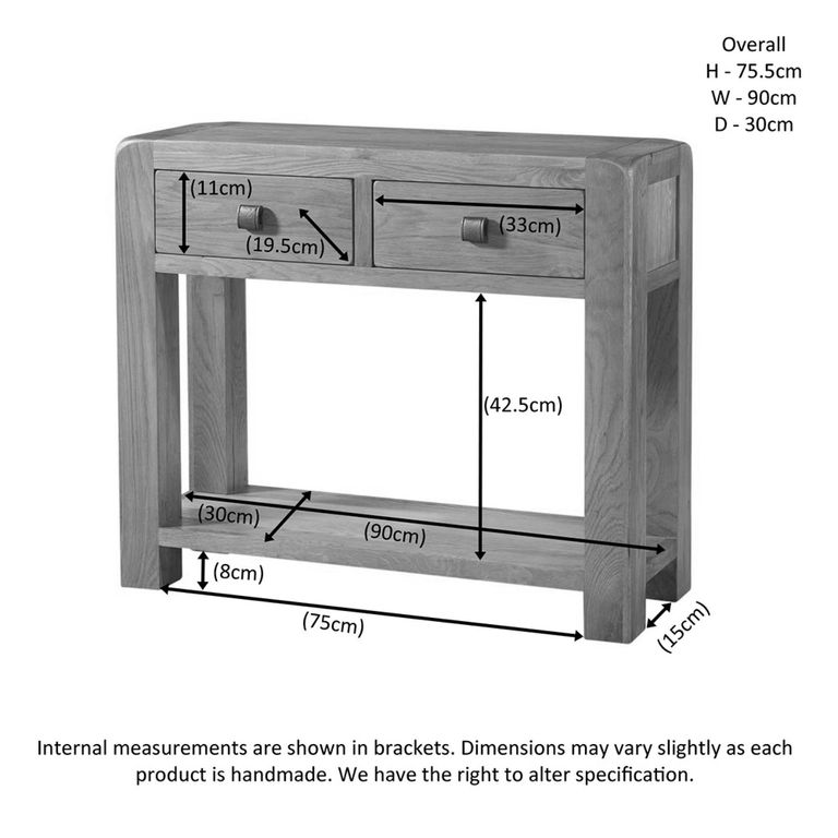 Curve Console Table - 2 Drawer - Oak