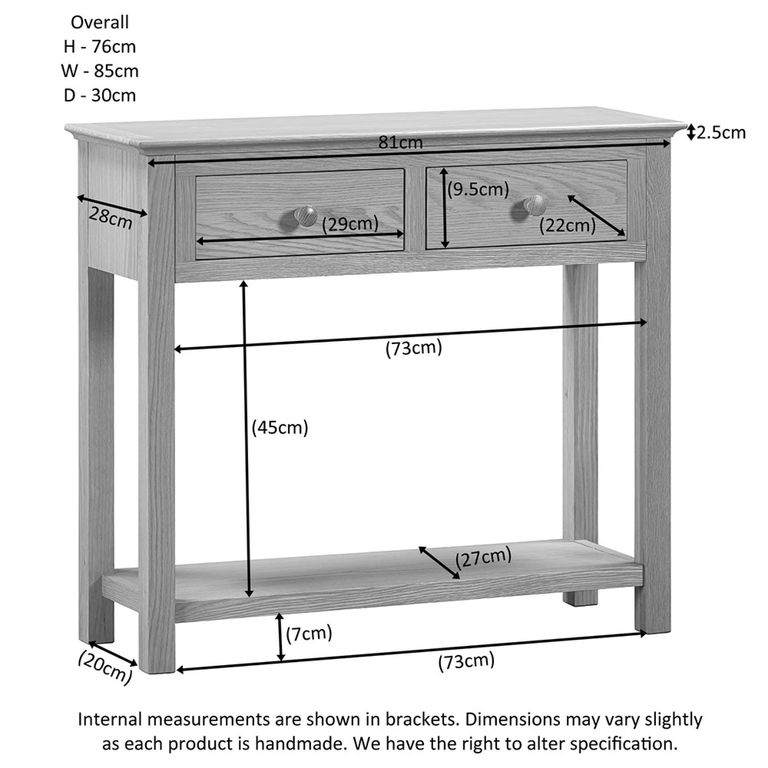 Arlington Console Table - 2 Drawer - Oak