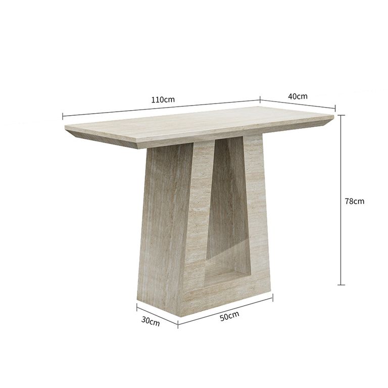 Milan Travertine Beige Engineered Marble Console Table