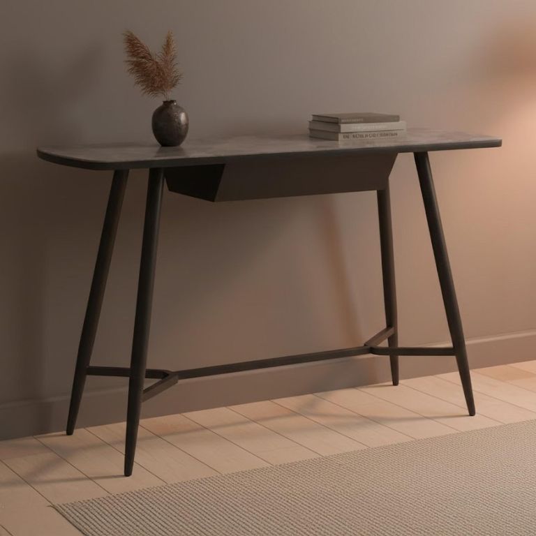 Cassino Console Table - 1 Drawer - Grey Glass