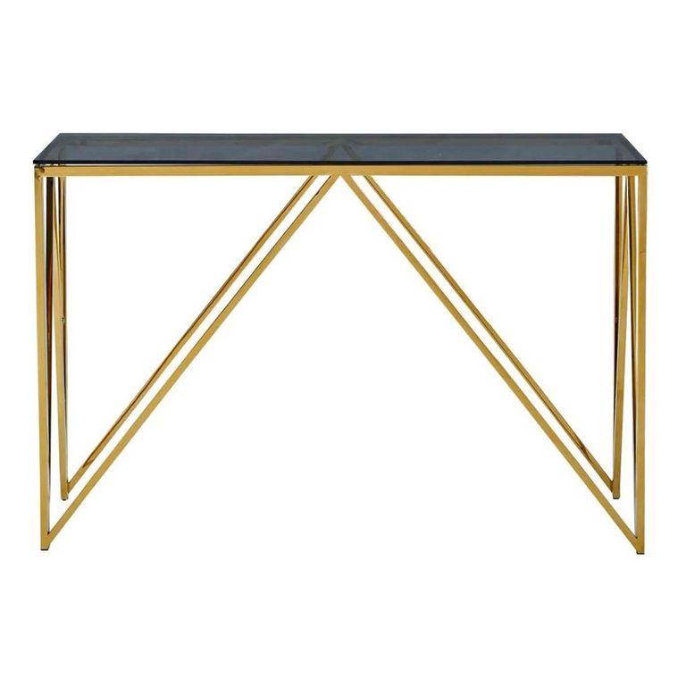 Allure Console Table  Black Glass and Gold
