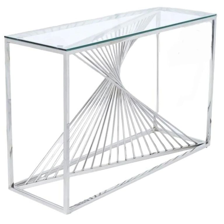 Calabria Console Table  Glass and Chrome