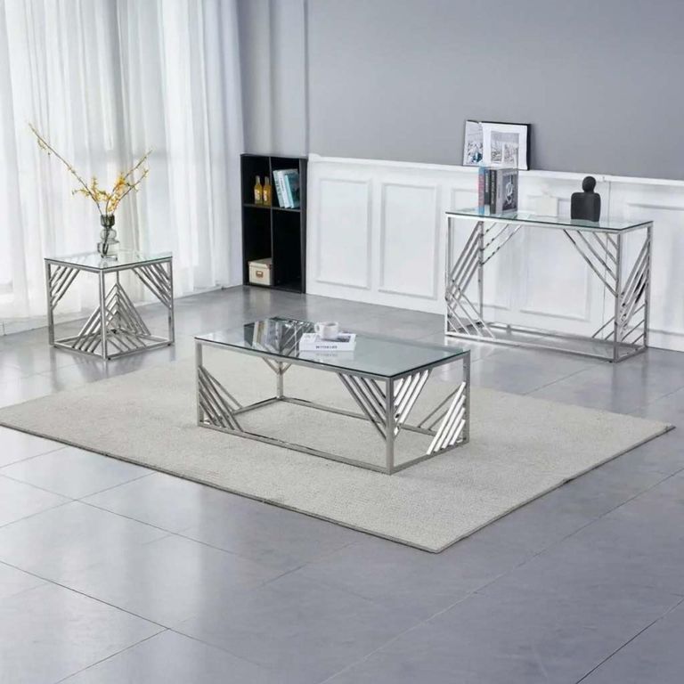 Calabria Console Table  Glass and Chrome